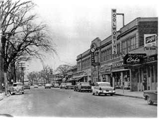 Downtown Hyannis, 1963. Woolworths 5 + 10 store